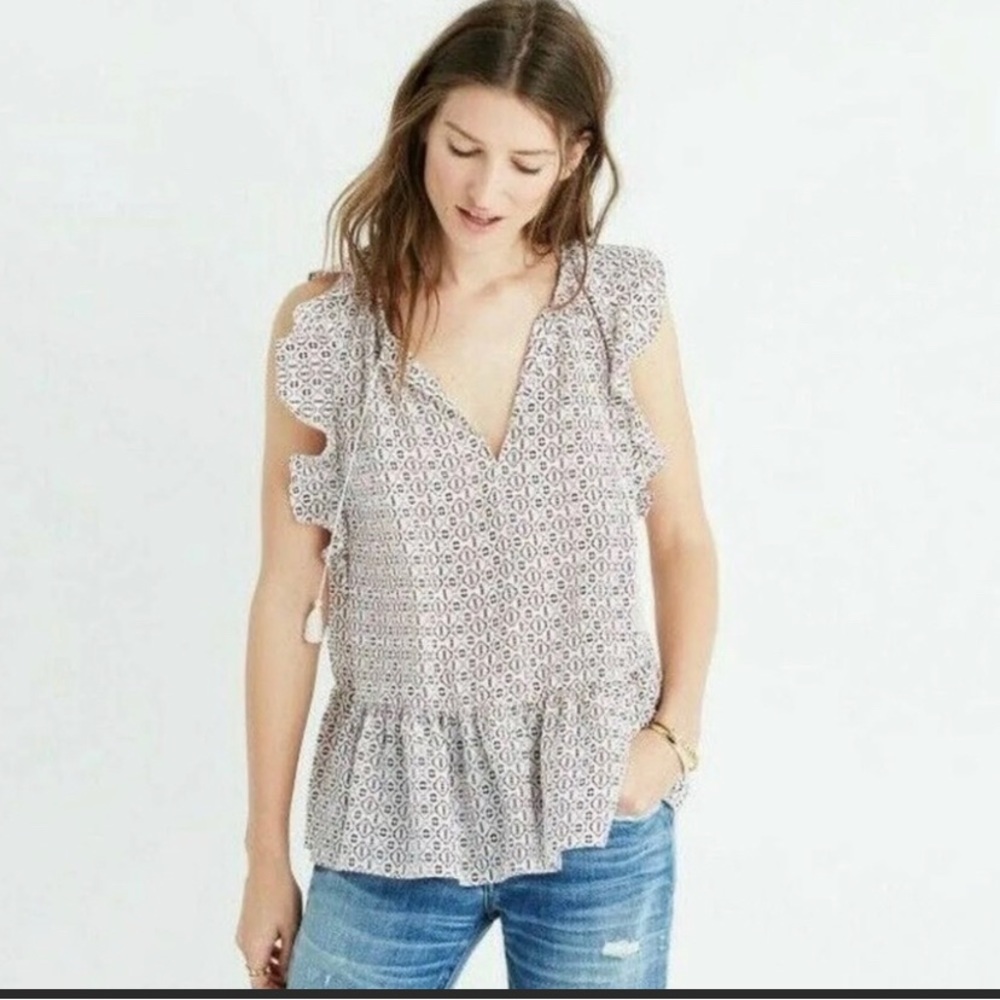 Madewell Ruffle edged silk shirt